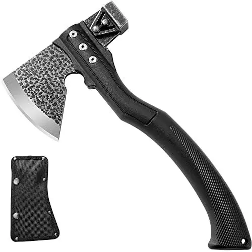 Produktbild: TESCOACH Schneideaxt, 26,7 cm, Camping-Beil für Holz, ergonomisch, gebogener Anti-Rutsch-Griff, tragbare Scheide (0,5 kg)