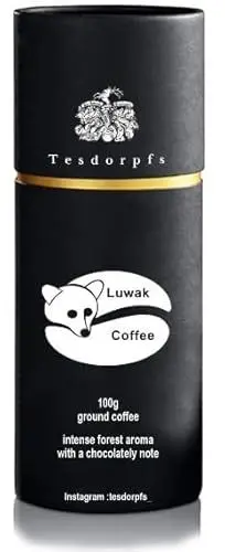 Produktbild: Tesdorpfs 100% Kopi Luwak Arabica Kaffee | City Roast Civet Coffee 100g | Kaffeebohnen oder gemahlen | Kaffeespezialität als Geschenk für Kaffeeliebhaber von Tesdorpf (Gemahlen)