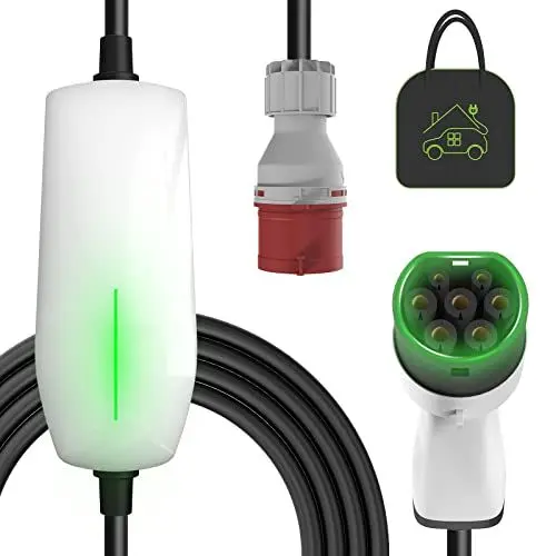 Produktbild: Teskee Mobile Wallbox 11kW Typ 2 Ladekabel EV Ladegerät für alle Elektrofahrzeugen EV PHEV | Max. 11kW 16Amp 6 Meter in Länge 3-Phasig CEE Stecker