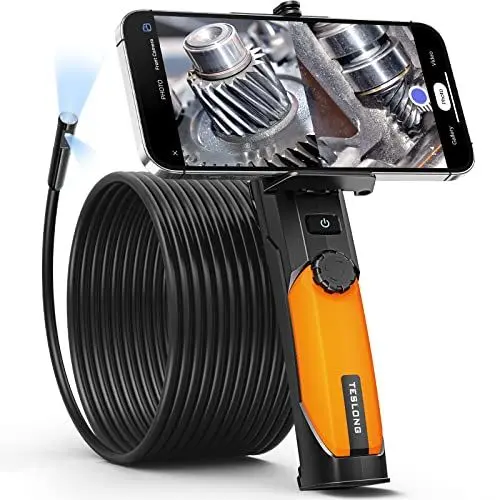 Produktbild: Teslong Dual Lens Endoskopkamera mit Licht, 1080P WiFi Endoskopkamera, Wasserdichtes Endoskop, Inspektionskamera Rohrkamera für iPhone, Android, Endoskop Kamera 5 Meter Abnehmbarem Halbstarrem Kabel