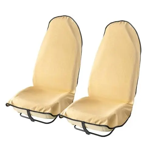 Produktbild: TESMATE Beige Sitzbezüge für Autos, Maschinenwaschbarer Auto-Sitzbezug Schweißschutz für Auto, SUV, LKW, Van, 2er-Pack