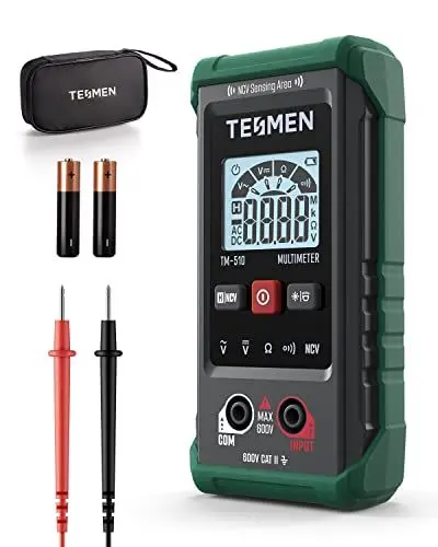 Produktbild: TESMEN TM-510 Digital Multimeter, 4000 Zähler Messgerät, Voltmeter mit Automatischem Messbereich, Intelligente Messung·· Spannungsprüfer Misst AC/DC-Spannung, Widerstand, Durchgang – Grün