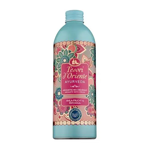 Produktbild: TESORI D’ORIENTE d'Oriente Cremebad 'Ayurveda', 500 ml, aromatisches Bad mit Amla-Frucht und Patchouli, Körperpflege für die Badewanne, Ritual für Körper & Sinne
