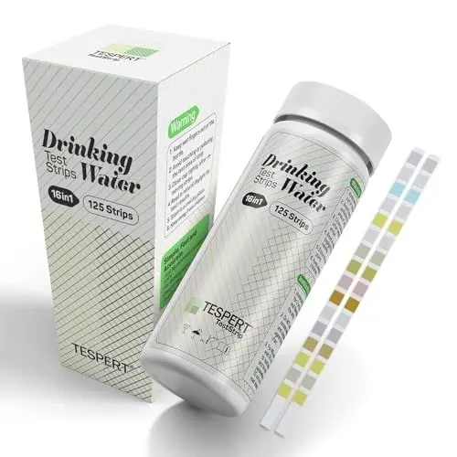 Produktbild: TESPERT Wassertester Trinkwasser 125 x - 16 in1 Wasserteststreifen für Trinkwasser Schnelltest - Einfache Überprüfung der Wasserqualität - Wasserteststreifen mit Härte, Blei, Eisen, Kupfer