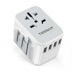 Produktbild: TESSAN Reiseadapter Weltweit, Universal Steckdosenadapter mit 4USB und 1AC Steckdose, Reisestecker für Deutschland USA England Thailand Italien Australien Internationaler Stromadapter