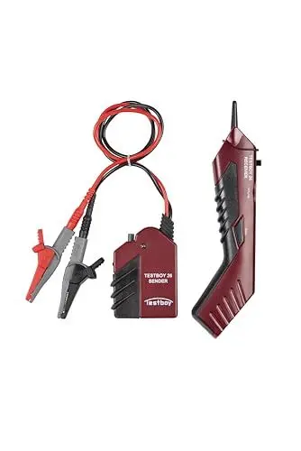 Produktbild: Testboy 26 Leitungssucher-Set, Kabelfinder, Leitungsfinder (Kabelsuchgerät für nicht spannungsführende Leitungen, mit praktischer LED-Anzeige, einstellbarer Sende- & Empfangspegel), Rot/Schwarz