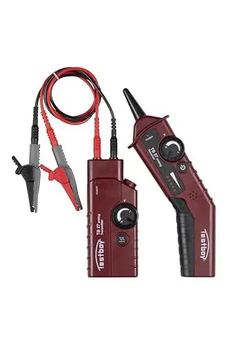 Produktbild: Testboy 27 Analog Leitungssucher-Set, fremdspannungsgeschützt bis 400 V, Kabelfinder (Kabelsuchgerät für nicht spannungsführende Leitungen, mit LED-Anzeige, einstellbarer Sende- & Empfangspegel), Rot