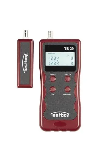 Produktbild: Testboy 29 Netzwerkverdrahtungstester (Mit übersichtlichem LC-Display, kann Kabelformate auf Unterbrechungen, Vertauschungen oder Kurzschlüsse überprüfen·· handlich und leicht bedienbar), Rot/Schwarz