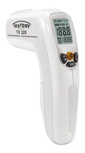 Produktbild: Testboy TV 320 Infrarot-Fieberthermometer, Körperthermometer (kontaktloses Thermometer, sicheres Messen, mit beleuchtetem LC-Display, ergonomisches Design)