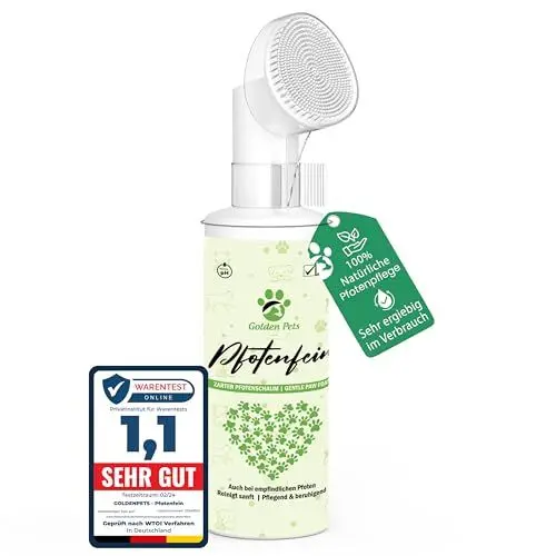 Produktbild: TESTNOTE SEHR GUT - Pfotenreiniger für Hunde & Katzen - Gegen Dreck & Staub, 100% Natürlicher Pfotenschaum reinigt & pflegt - Hundepfoten Reiniger ohne Wasser - Hundezubehör & Hundepflege 200 ml