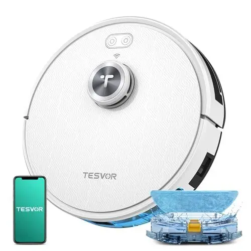 Produktbild: Tesvor Saugroboter, S7Pro Staubsauger Roboter 6000PA Roboterstaubsauger mit Wischfunktion+Lasernavigation 5200 mAh +180 Min.Laufzeit mit 350ml elektronischer Wassertank Reinigungsanzeige in Echtzeit