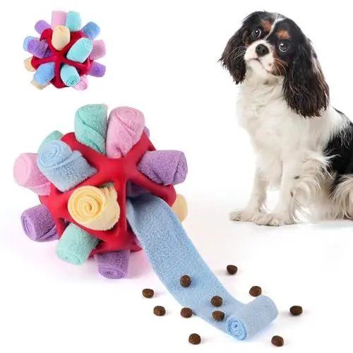 Produktbild: Tesytto Snuffle Ball Hundespielzeug, interaktives Haustier-Doy, fördert natürliche Futtersuchfähigkeiten, langsames Essen, tragbares Haustierspielzeug (Einhorn Rosa)