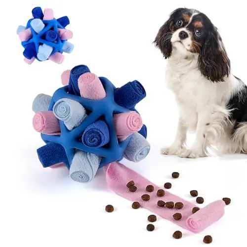 Produktbild: Tesytto Snuffle Ball Hundespielzeug, interaktives Haustier-Doy, fördert natürliche Futtersuchfähigkeiten, langsames Essen, tragbares Haustierspielzeug (Glücksblau)