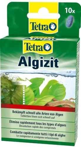Produktbild: Tetra Algizit - vordosiertes Algenmittel mit schneller Biozid- Wirkung, hilft bei aktuten Algenproblemen im Aquarium, 10 Tabletten