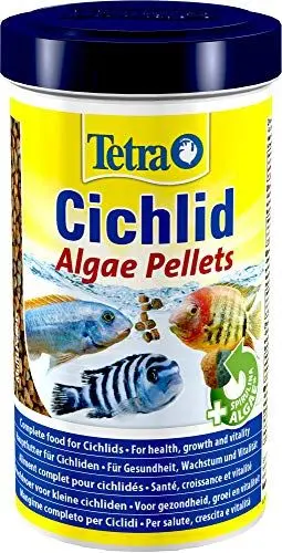 Produktbild: Tetra Cichlid Algae Pellets - Fischfutter mit Spirulina Algen für die besonderen Ernährungsbedürfnisse von alles- und pflanzenfressenden Cichliden, 500 ml Dose