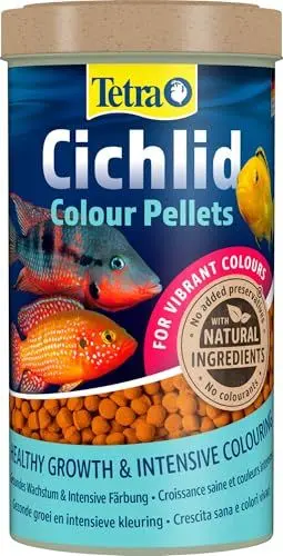 Produktbild: Tetra Cichlid Colour Pellets - Fischfutter für intensive und leuchtende Farben, besonders für Buntbarsche mit roter, oranger und gelber Färbung, 500 ml Dose