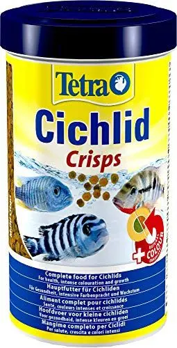 Produktbild: Tetra Cichlid Crisps - Fischfutter für Cichliden mit natürlichen Farbverstärkern, minimale Wasserbelastung, geeignet für Futterautomaten, 500 ml Dose
