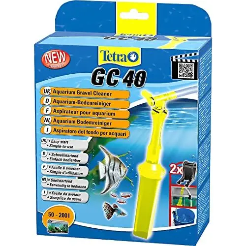 Produktbild: Tetra GC 40 Aquarien-Bodenreiniger mit Schlauch, Schnellstartventil und Fischschutzgitter, Mulmsauger mit Saugrohrkonstruktion, geeignet für Aquarien von 50 – 200 Liter