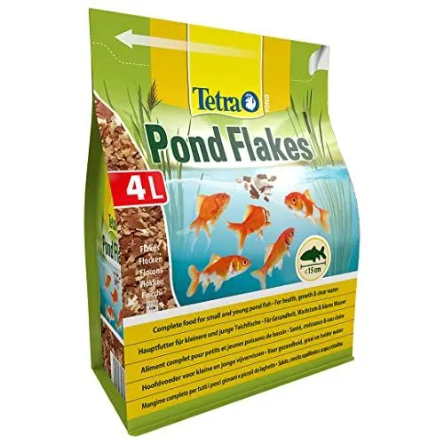 Produktbild: Tetra Pond Flakes - Fischfutter-Flocken für kleinere und junge Teichfische, für eine abwechslungsreiche und ausgewogene Ernährung, 4 L Beutel