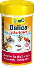 Produktbild: TetraDelica Bloodworms, Naturfutter für Zierfische, enthält zu 100% gefriergetrocknete rote Mückenlarven, 100 ml Dose