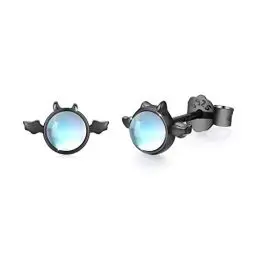 Produktbild: Teufel Ohrringe Mädchen 925 Sterling Silber Schwarz Teufel Ohrringe Mondstein Ohrstecker für Damen Herren Halloween Ohrringe für Kinder