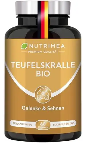 Produktbild: Teufelskralle Kapseln BIO | Reine Afrikanische Teufelskrallenwurzel OHNE Zusätze | Harpagophytum procumbens | Harpagoside Hochdosiert & 100% Vegan