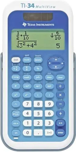 Produktbild: Texas Instruments TI-34 MV Schulrechner (Multi View, 4-zeilen Display, Solar- und Batteriebetrieb) Blau-Weiß