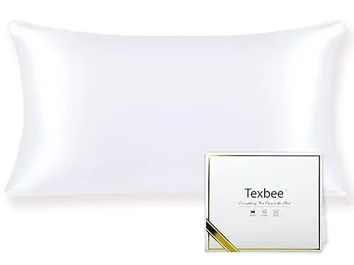 Produktbild: Texbee Seidenkissenbezug 40x80cm für Haar und Haut 1PC Beide Seiten Natürliche Kissenbezug Seide mit verstecktem Reißverschluss Weiche Atmungsaktive Glatte Standardgröße-Reines Weiß