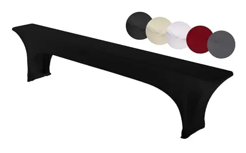 Produktbild: TexDeko® Stretch Bierbankhussen für Bierzeltgarnitur strapazierfähig (nur Bierbank) 220 x 25cm Schwarz Festzeltgarnitur | verstärkte Beintaschen ÖKO-TEX Zertifiziert bügelfrei waschbar