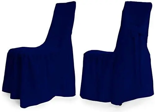 Produktbild: TexDeko Universal Stuhlhussen - Modell Wien Stuhlbezug mit Schleife (Blau)