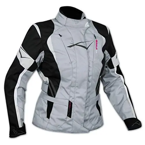 Produktbild: Textiljacke Motorrad Touring Damen Protektoren Thermofutter Wasserdicht Grau XXL