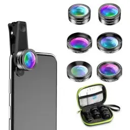 Produktbild: Textiluxe 6 in 1 Handy Objektiv Kit, makro objektiv Handy, fisheye Lens 205°,Weitwinkel 140°,Makroobjektiv (25x),Starlight-Objektiv,ND32/CPL Objektiv für iPhone und die meisten Smartphones