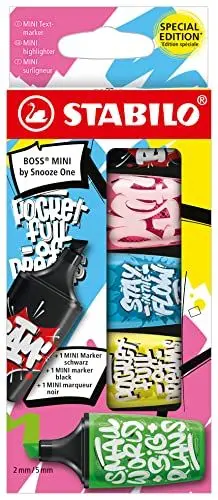 Produktbild: STABILO - Textmarker & Marker - BOSS MINI by Snooze One - 5er Pack - pink, blau, gelb, grün & schwarz