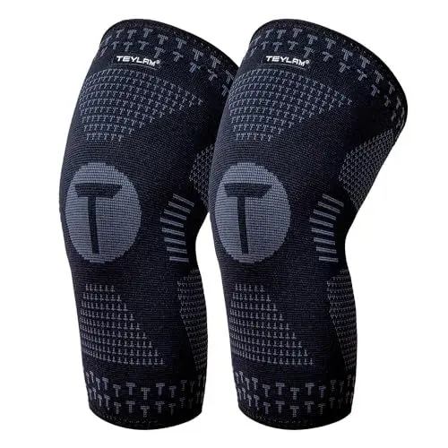 Produktbild: Teylam Kniebandage für Männer/Damen 2er set, Medizinisches knieschoner für Meniskusriss, Arthritis, ACL, Kompression bandage knie für Basketball, Volleyball, Yoga, Laufen, Rechts & links Bein tragbar