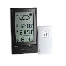 Produktbild: TFA Dostmann 35.1122 Modus Plus Funk-Wetterstation, Wettervorhersage, Außentemperatur, Innentemperatur, Wettersymbole, Luftfeuchtigkeit, L 100 x B 34 (70) x H 168 mm, Schwarz