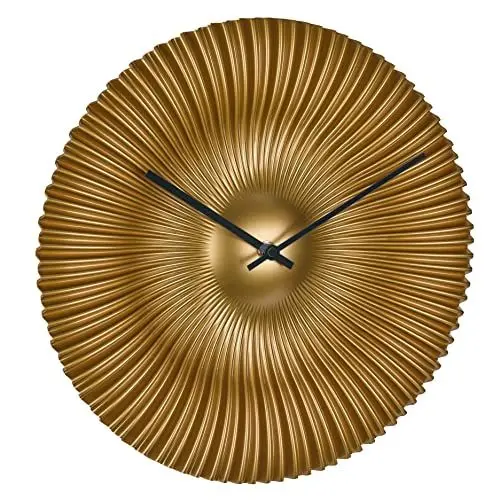 Produktbild: TFA Dostmann Analoge Designer Wanduhr Rokoko, 60.3031.53, Moderne Fächeroptik, extravagantes goldenes Ziffernblatt, Quarzuhr, Gold