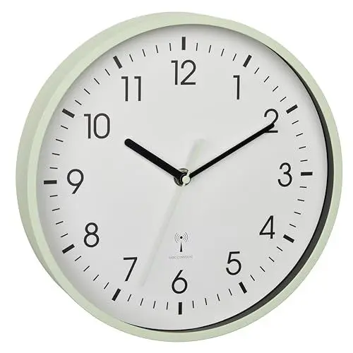 Produktbild: TFA Dostmann Analoge Funk-Wanduhr, 60.3550.04, Höchste Genauigkeit, modern, analog, Glasabdeckung, für Büro, zu Hause, Geschenk, 245 x 245 x 42 mm, Mint