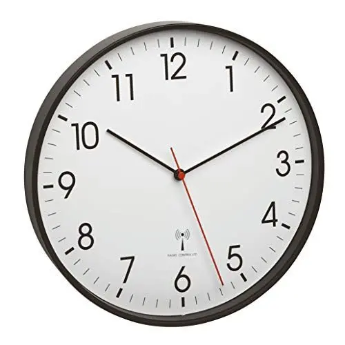 Produktbild: TFA Dostmann Analoge Funk-Wanduhr mit Metallrahmen, 305 x (H) 47 mm, Kunststoff, schwarz, 60.3537.01