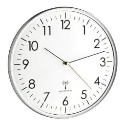 Produktbild: TFA Dostmann Analoge Wanduhr Funk, hohe Genauigkeit, Funkuhr, weiß/Silber, 60.3514, für Küche,Wohnzimmer, Büro oder Eingangsbereich geeignet, 330 x 50 mm