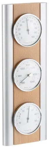 Produktbild: TFA Dostmann Analoge Wetterstation, aus Buche, Barometer, Thermometer, Hygrometer, Raumtemperaturkontrolle, L 128 x B 40 x H 350 mm