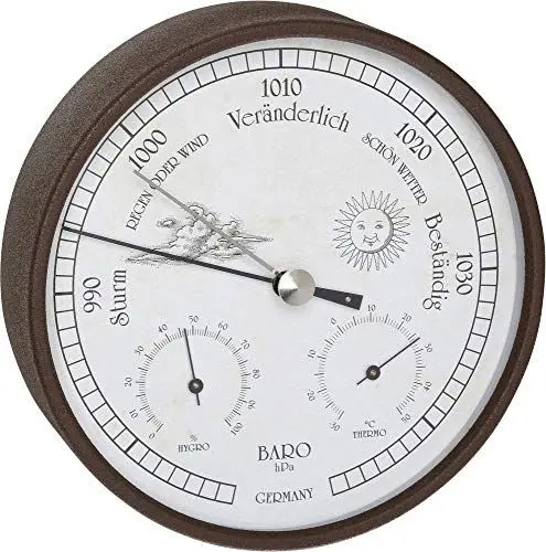 Produktbild: TFA Dostmann Analoge Wetterstation für innen und außen, 20.2027.08, Rost-Optik, Barometer, Hygrometer, Thermometer, wetterfest
