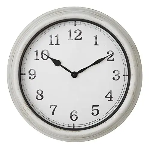 Produktbild: TFA Dostmann Analoge XL-Wanduhr Outdoor, 60.3067.02, große Uhr, im Retro Design, spritzwassergeschützt, aus Metall und mit Glas, für die Terrasse/Balkon, Weiß