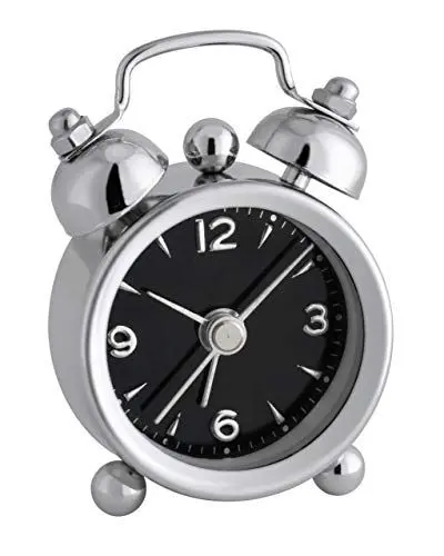 Produktbild: TFA Dostmann Analoger Mini-Nostalgie Metall Wecker, 60.1000.01, klein und handlich, Retro-Design, L 41 x B 20 x H 60 mm, Schwarz