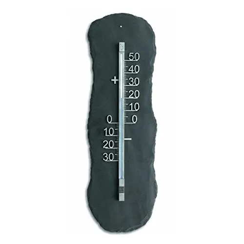 Produktbild: TFA Dostmann Analoges Außenthermometer aus Schiefer, 12.5012, wetterfest, Außentemperaturkontrolle