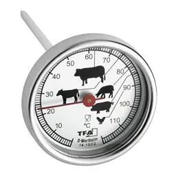 Produktbild: TFA Dostmann Analoges Bratenthermometer, 14.1002.60.90, aus Edelstahl, Fleischthermometer, Backofen/Grill, L 51 x B 51 x H 120 mm, Silber