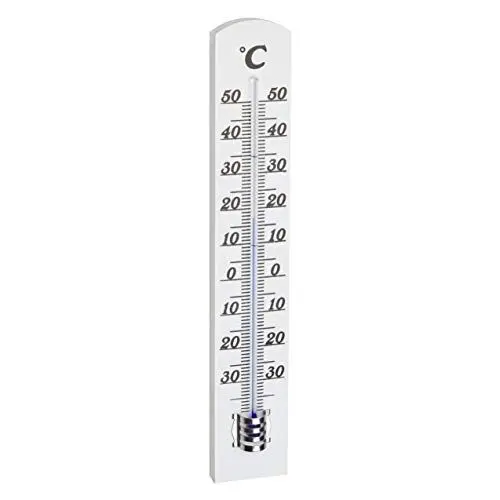 Produktbild: TFA Dostmann Analoges Innenthermometer, 12.1003.09, Raumthermometer, hohe Genauigkeit, aus Buchenholz, weiß, (L) 31 x (B) 16 x (H) 180 mm