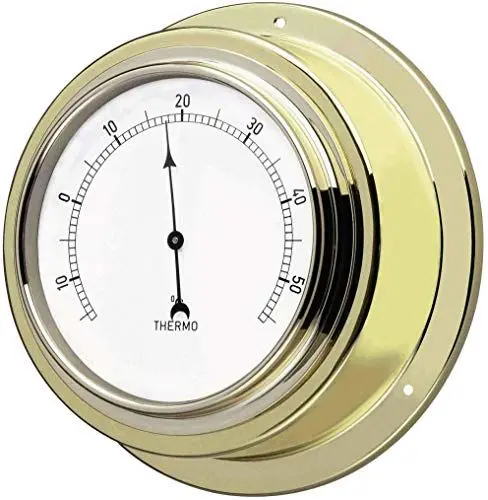 Produktbild: TFA Dostmann Analoges Thermomter Maritim, 19.2015, aus Messing, Kontrolle der Raumtemperatur, goldfarbend, L 140 x B 56 x H 140 mm