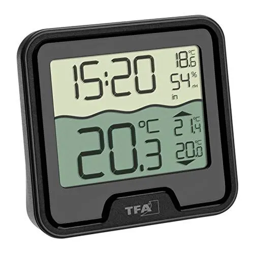Produktbild: TFA Dostmann Digital Funk Poolthermometer Marbella, 30.3066.01, schwimmend, leicht ablesbar, für Schwimmbad, Teich, Eisbad, Wassertemperatur, inkl Temperatur Wassersender, Funkuhr, schwarz