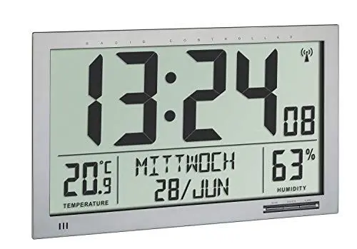 Produktbild: TFA Dostmann Funk-Wanduhr Digitale XL mit Raumklimaanzeige 60.4517.54 (Silber)