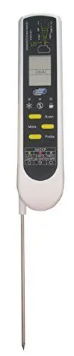 Produktbild: TFA Dostmann Digitales Einstich-Infrarot-Thermometer Dualtemp Pro, 31.1119, gemäß HACCP + EN 13485, zwei Temperatur-Messverfahren, weiß,L 39 x B 22 x H 160 (275) mm